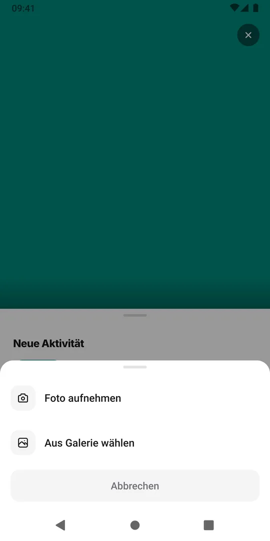 Das Fotomenü in EasyRoutine mit Foto aufnehmen und Aus Galerie wählen