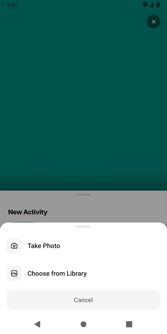 The photo menu in EasyRoutine with Take Photo and Choose from Library