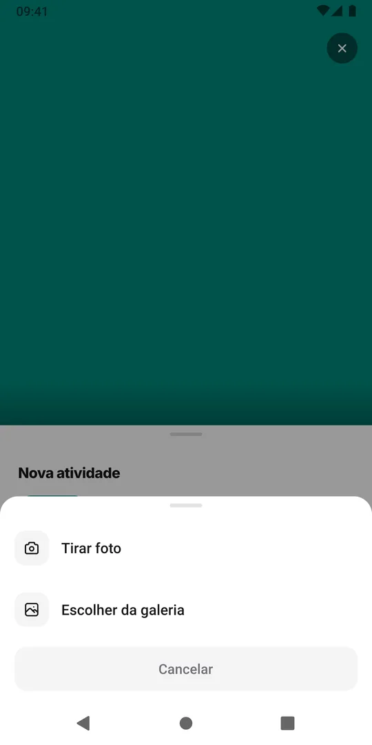 O menu de foto do EasyRoutine com Tirar foto e Escolher da galeria