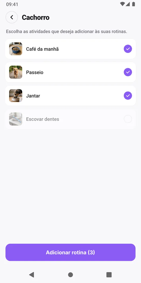 A rotina compartilhada no EasyRoutine com uma atividade desmarcada e o botão Adicionar rotina (3)